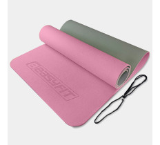 Коврик для йоги и фитнеса EasyFit TPE+TC 6 мм двухслойный розовый-серый