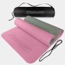 коврик для йоги и фитнеса EasyFit TPE+TC 6 мм двухслойный + Чехол розовый-серый